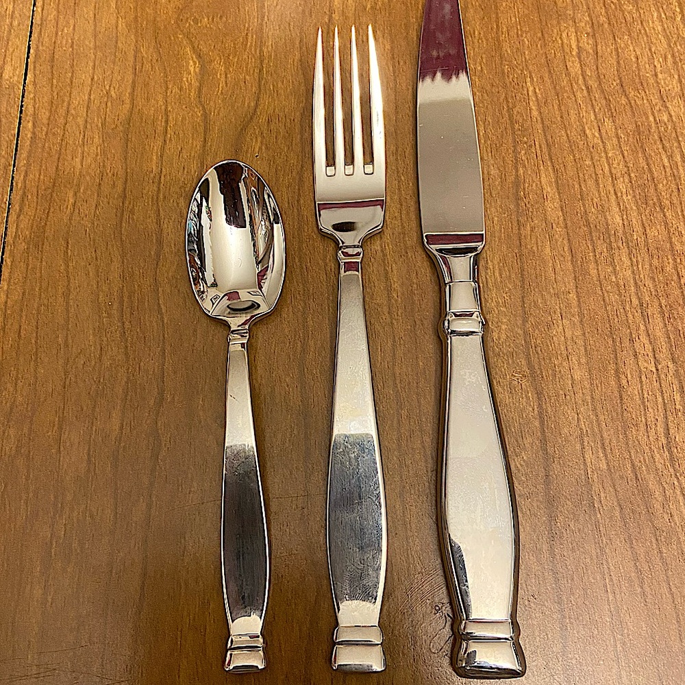 Oneida Stainless Flatware Kensington 3pc Serving Set  Knife Salad Fork And Spoon
